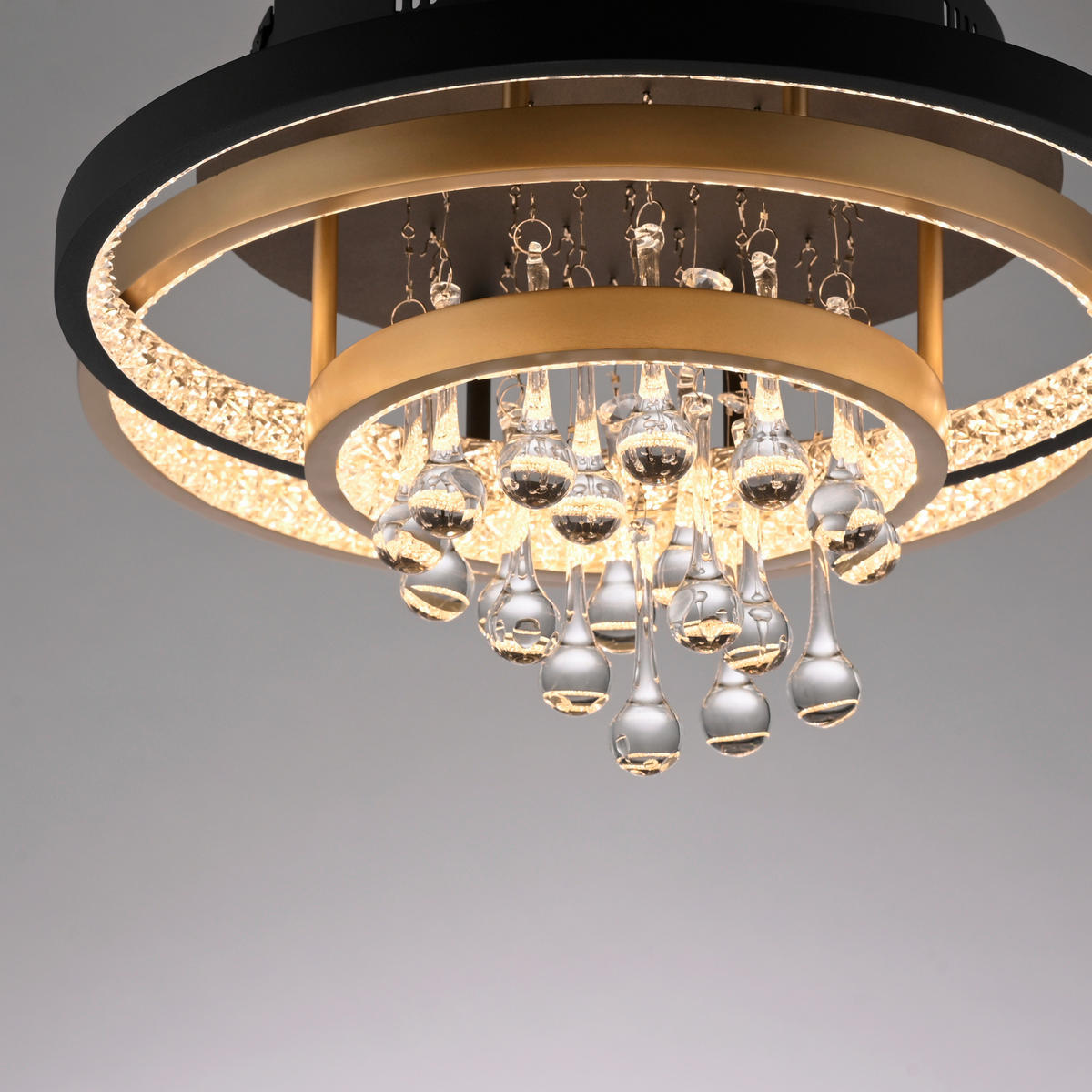 PLAFONIERĂ CU LED - negru/alămiu, Design, plastic/metal (45/33/22cm)