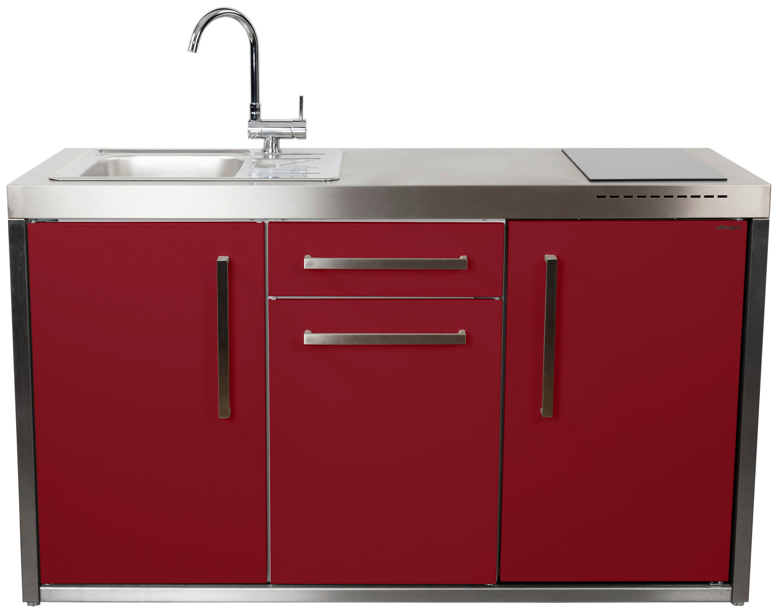 OUTDOORKÜCHE  - Edelstahlfarben/Bordeaux, Basics, Metall (157/98/62cm)