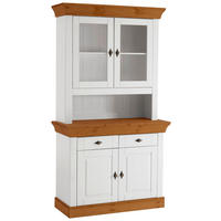 BUFFET 108/197/45 cm  in Weiß, Bernsteinfarben  - Bernsteinfarben/Weiß, ROMANTIK / LANDHAUS, Glas/Holz (108/197/45cm) - Boxxx