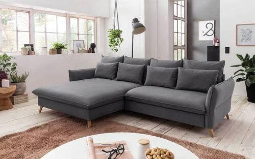 ECKSCHLAFSOFA Grau  - Buchefarben/Grau, Design, Holz/Textil (170/274cm) - Livetastic