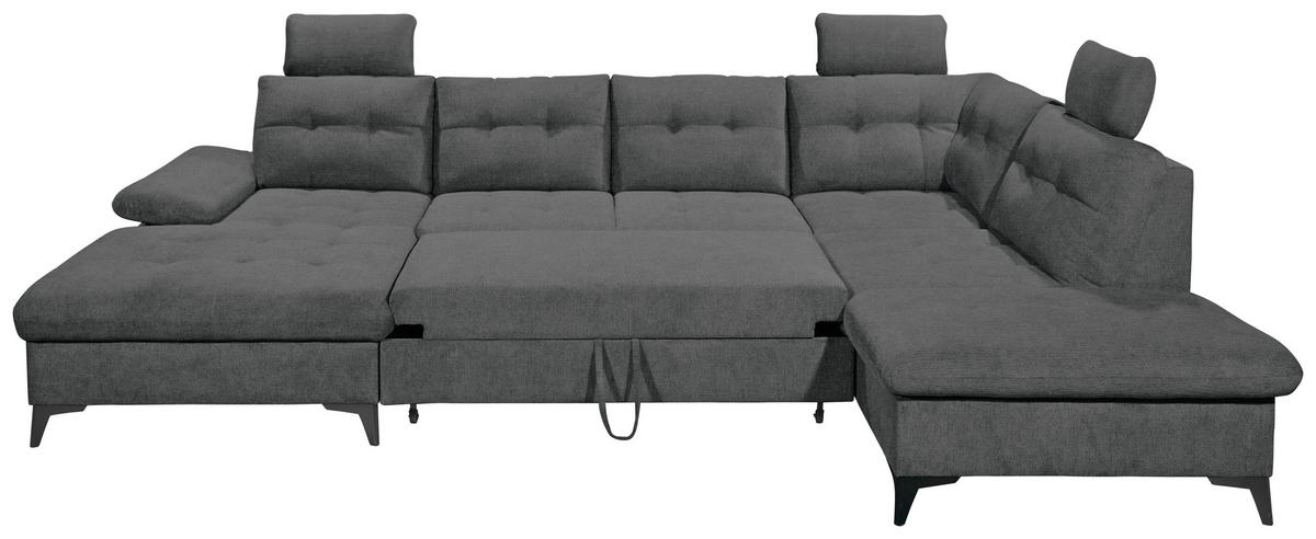 WOHNLANDSCHAFT Graphitfarben Webstoff  - Schwarz/Graphitfarben, KONVENTIONELL, Kunststoff/Textil (170/324/218cm) - Carryhome