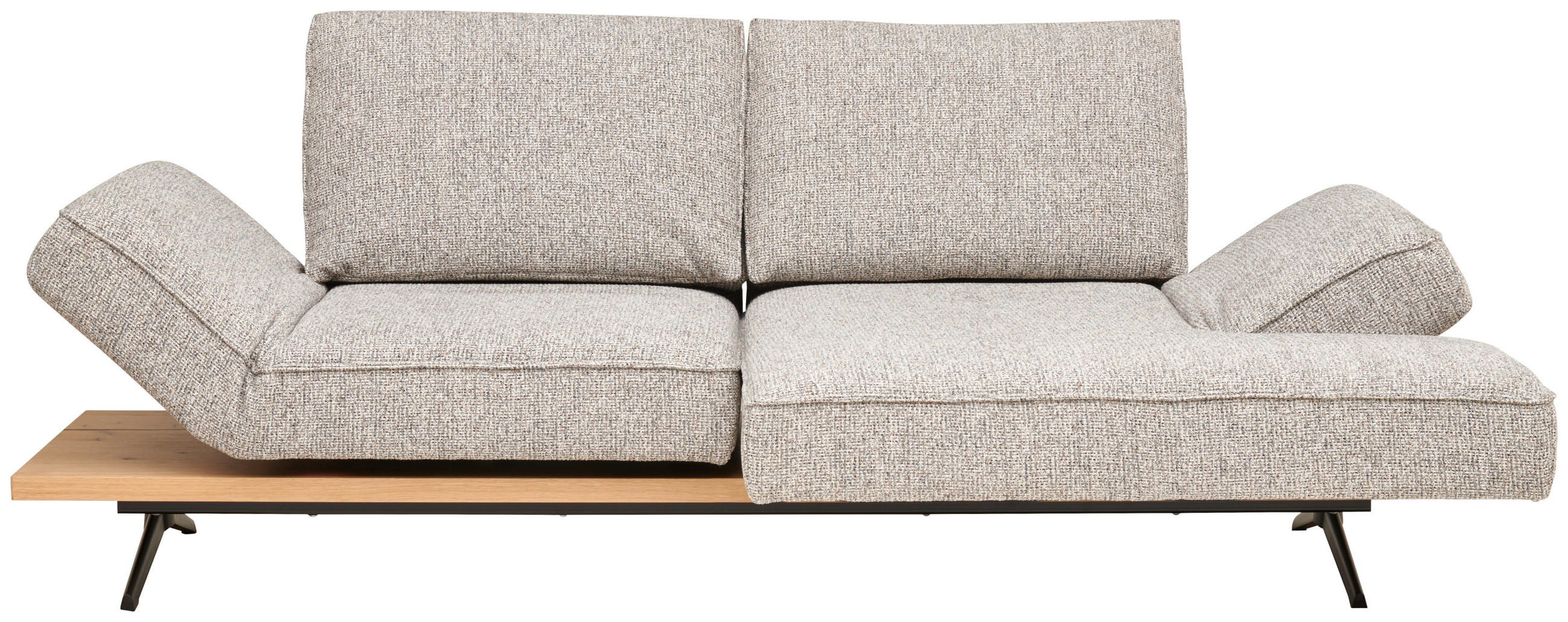 ECKSOFA in Chenille Greige  - Greige/Schwarz, Design, Holz/Textil (240/132cm) - Koinor