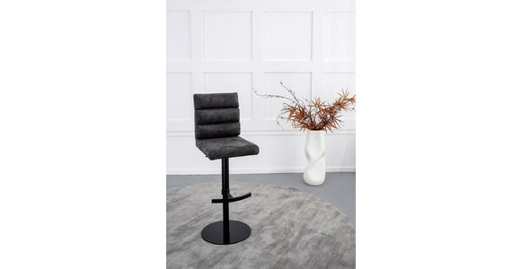 BARHOCKER Webstoff Anthrazit Eisen Stoffauswahl, Sitzfläche 360° drehbar  - Anthrazit/Schwarz, Design, Textil/Metall (42/90-117/58,5cm) - Novel