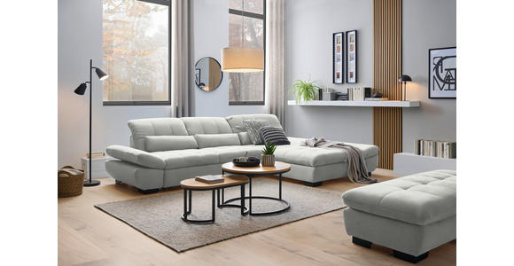 ECKSOFA  in Flachgewebe Weiß  341/204 cm  - Schwarz/Weiß, Design, Textil/Metall (341/204cm) - Xora