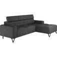 ECKSOFA Anthrazit Chenille  - Anthrazit/Schwarz, KONVENTIONELL, Textil/Metall (264/178cm) - Hom`in