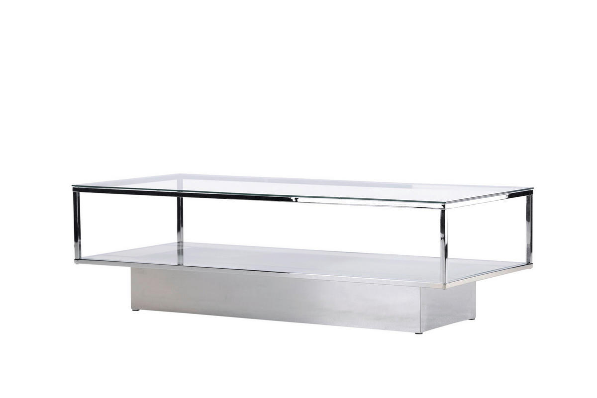 COUCHTISCH in Metall, Glas 130/60/38 cm  - Silberfarben, MODERN, Glas/Metall (130/60/38cm) - Livetastic
