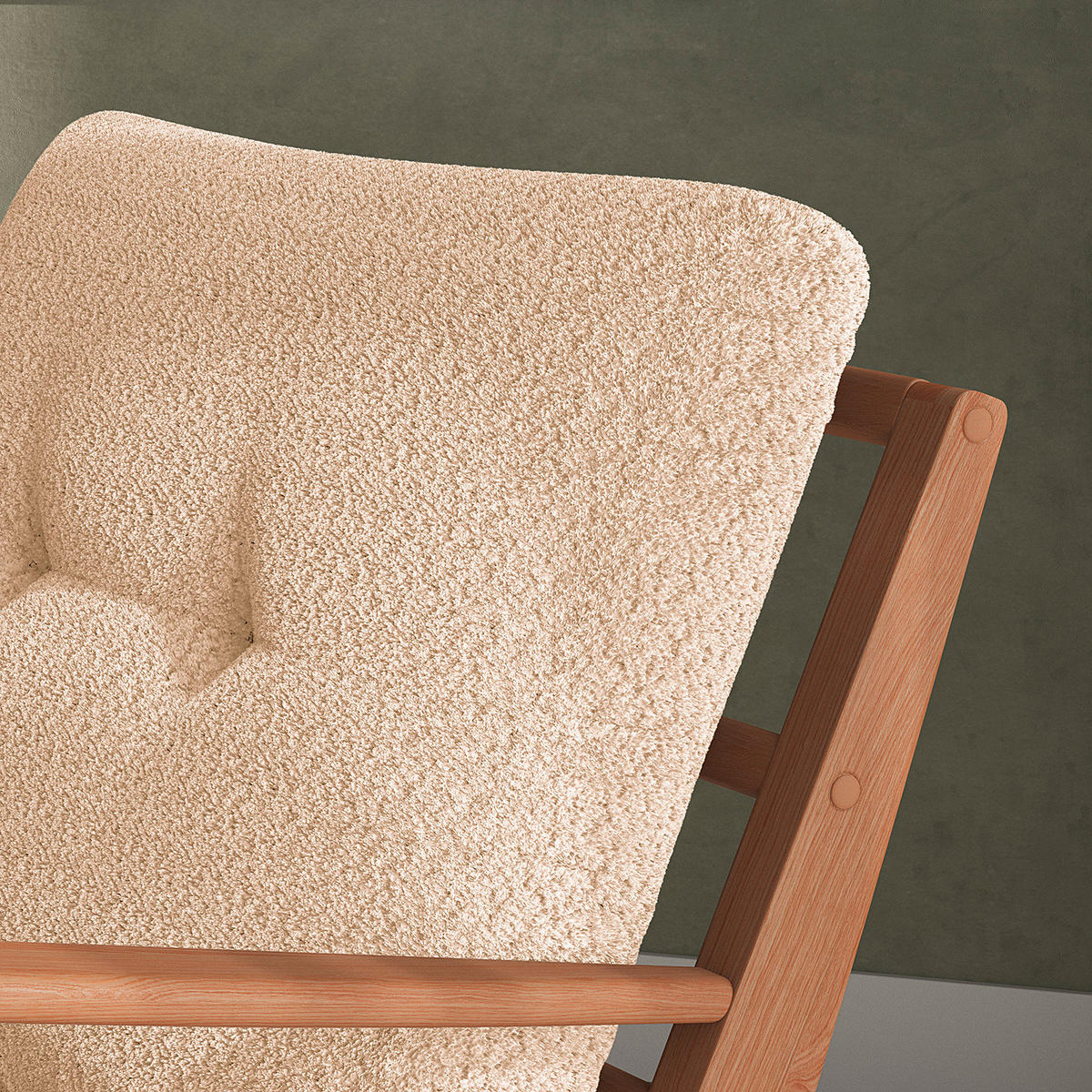 SESSEL in Bouclé Eichefarben, Beige  - Eichefarben/Beige, Natur, Holz/Textil (75/71/80cm) - home24