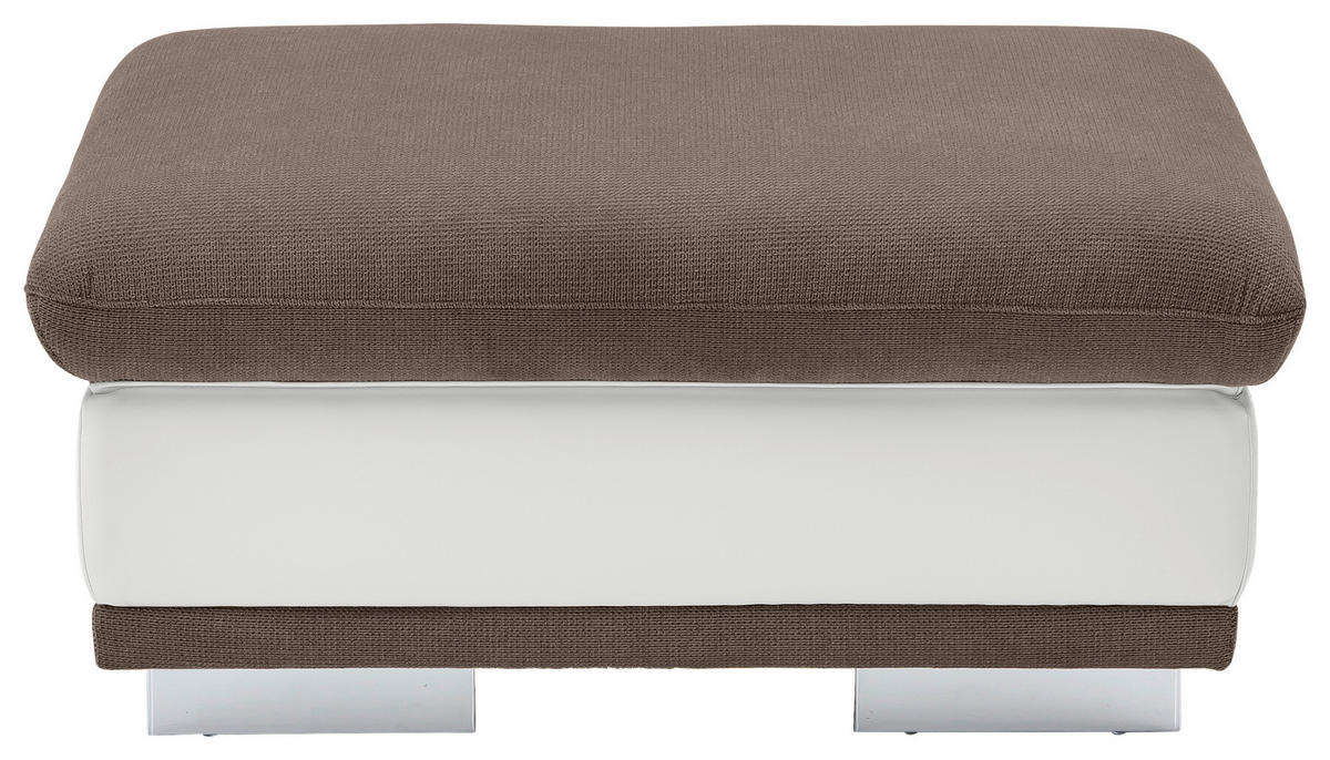 HOCKER Chenille Braun, Sandfarben  - Sandfarben/Chromfarben, KONVENTIONELL, Textil/Metall (97/47/67cm) - MID.YOU