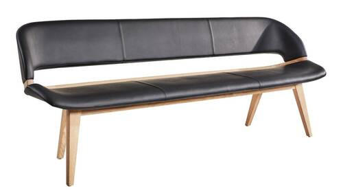 KLUPA  crna, boje hrasta  drvo, koža      - boje hrasta/crna, Moderno, koža/drvo (200/83/61cm) - Voglauer
