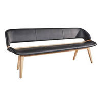 KLUPA  crna, boje hrasta  drvo, koža      - boje hrasta/crna, Moderno, koža/drvo (200/83/61cm) - Voglauer
