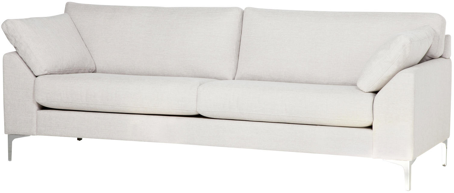 SOFFA i flatväv sandfärgad  - sandfärgad/kromfärg, Klassisk, metall/trä (225/84/85cm) - Best Price