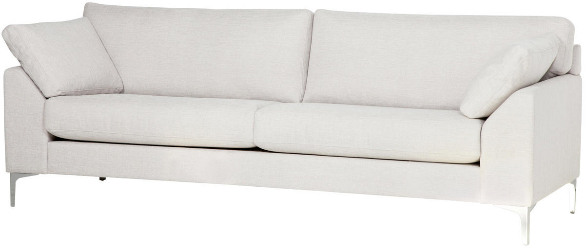 SOFFA i flatväv sandfärgad  - sandfärgad/kromfärg, Klassisk, metall/trä (225/84/85cm) - Hom`in