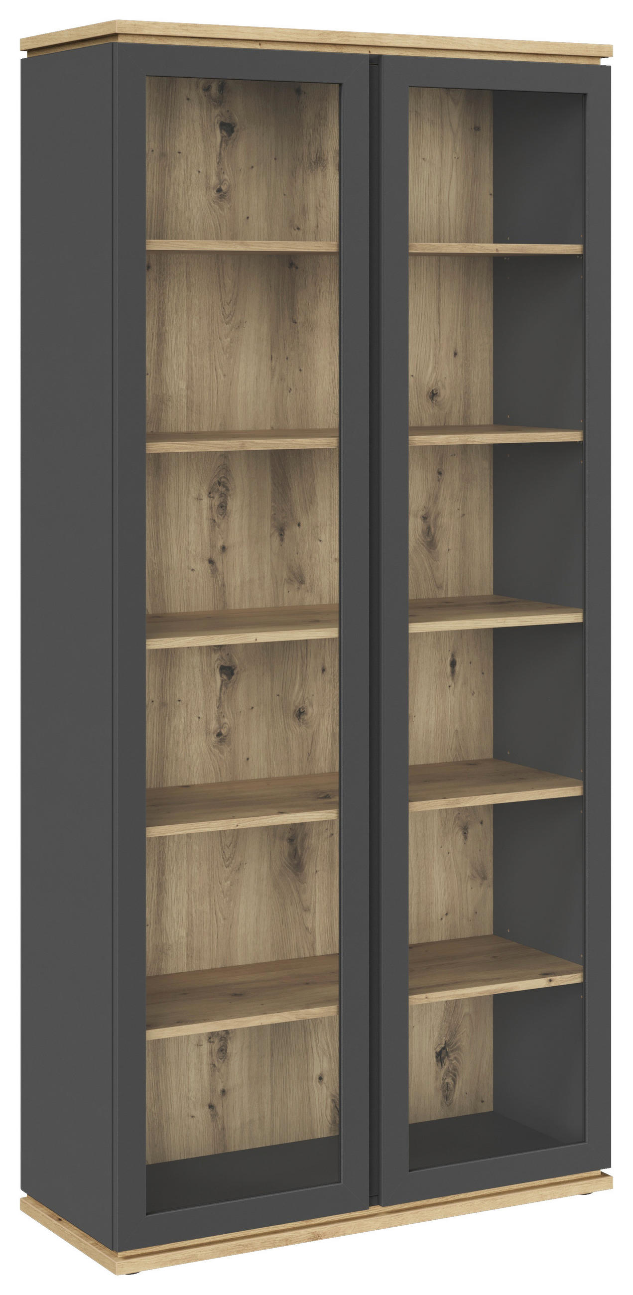 VITRINE  in Anthrazit, Eiche Artisan  - Anthrazit/Schwarz, KONVENTIONELL, Holzwerkstoff (94/197/38cm) - Xora
