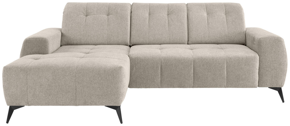 ECKSOFA in Chenille Beige  - Beige/Schwarz, Modern, Textil/Metall (180/258cm) - Livetastic