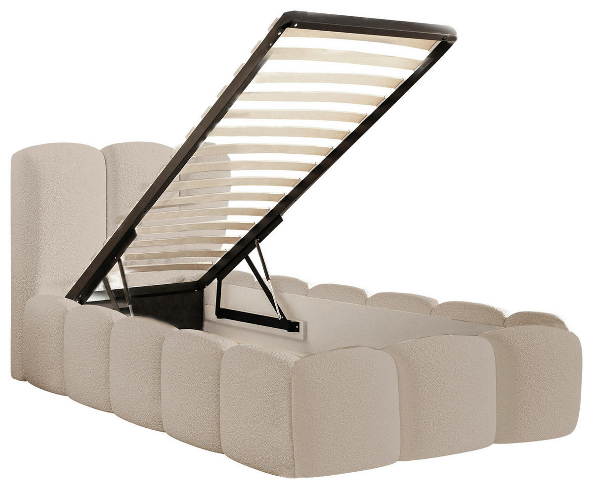 POLSTERBETT Lattenrost, Bettkasten 90/200 cm  in Sandfarben  - Sandfarben, MODERN, Holz/Textil (90/200cm) - Livetastic