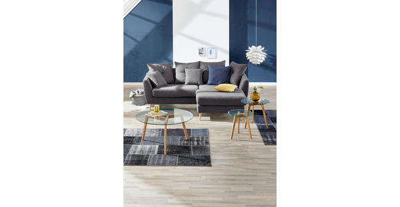 COUCHTISCH Eiche massiv Klarglas 90/90/45 cm rund Klar, Eichefarben - Klar/Eichefarben, Design, Glas/Holz (90/90/45cm) - Carryhome