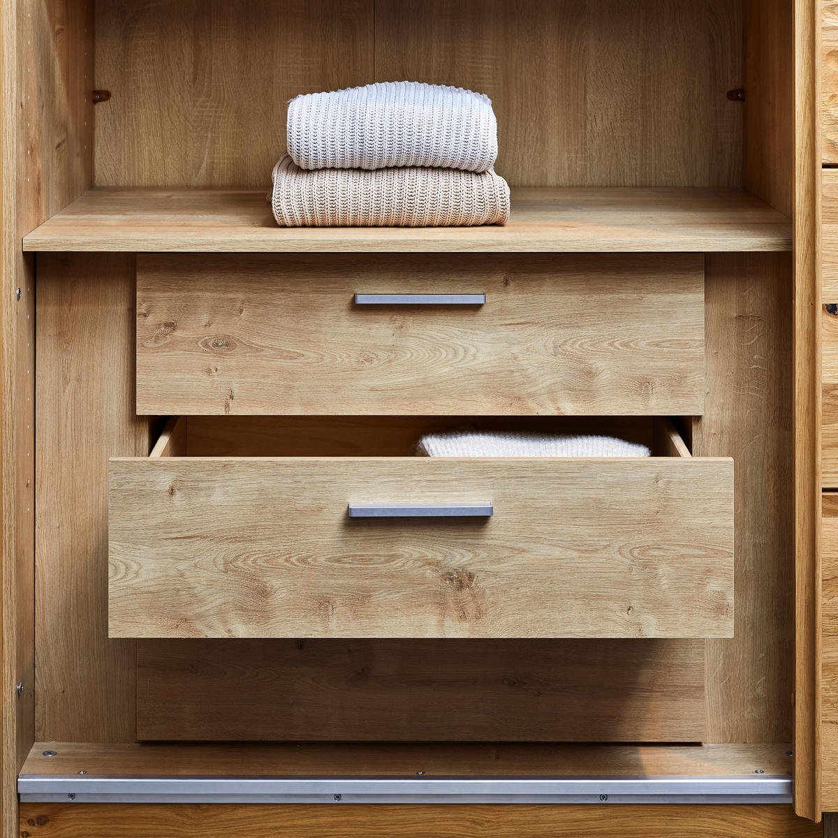 SCHWEBETÜRENSCHRANK 285/216/70 cm 3-türig Eichefarben  - Eichefarben, KONVENTIONELL, Glas/Holz (285/216/70cm) - Linea Natura