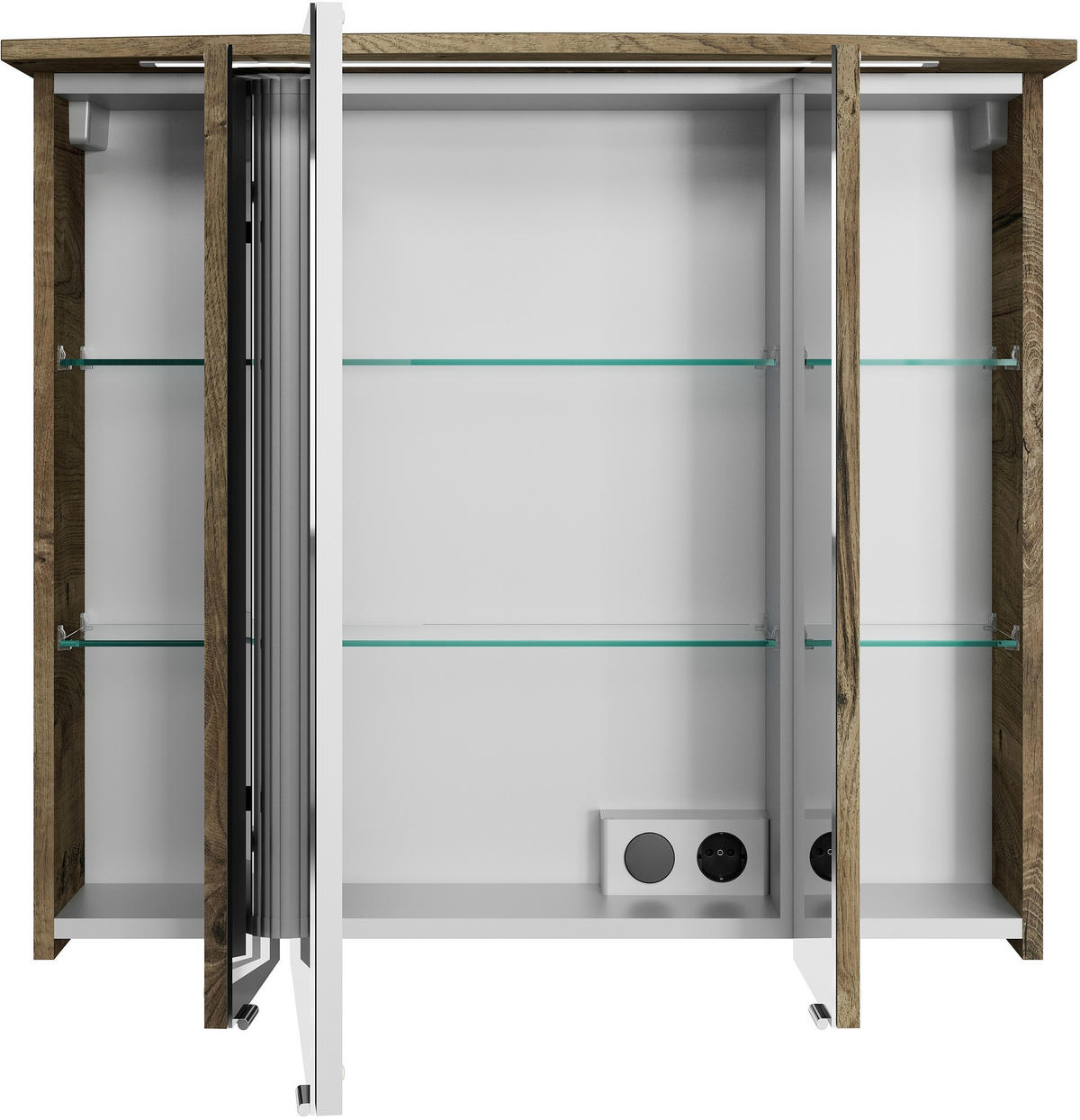 BADEZIMMER 3-teilig  in 84 cm  - Eiche dunkel/Chromfarben, MODERN, Glas/Keramik (84cm) - Sadena