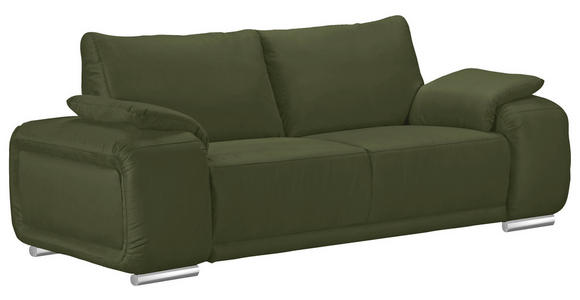 2-SITZER-SOFA Lederlook Olivgrün - Chromfarben/Olivgrün, KONVENTIONELL, Textil/Metall (212/85/95cm) - Carryhome