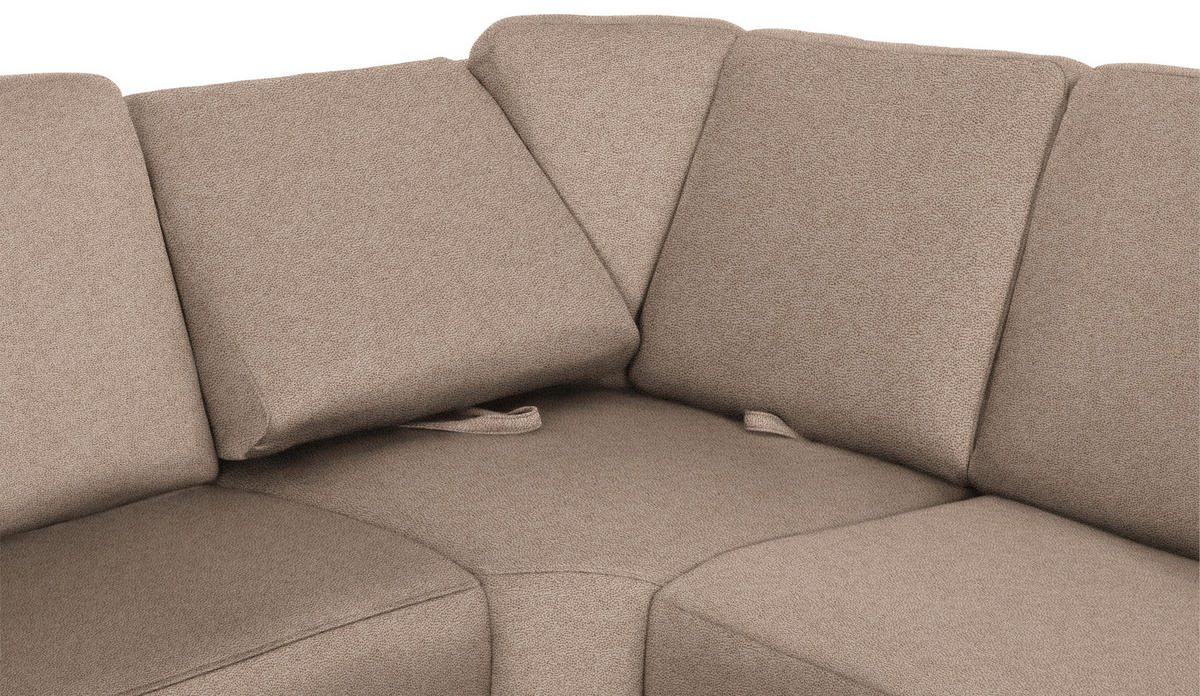 WOHNLANDSCHAFT in Flachgewebe Sandfarben  - Sandfarben/Chromfarben, Konventionell, Textil/Metall (163/330/240cm) - Beldomo System