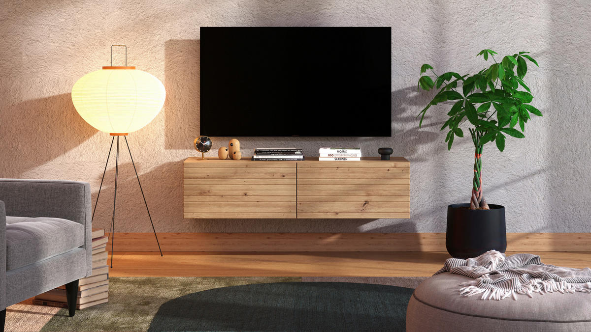 TV-ÁLLVÁNY Artisan tölgy  - Artisan tölgy, Basics, faalapú anyag (128/32/42cm) - Xora