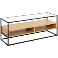 NIZKA OMARICA prozorno, črna, barve hrasta  - črna/barve hrasta, Moderno, kovina/steklo (120/45/40cm) - Livetastic