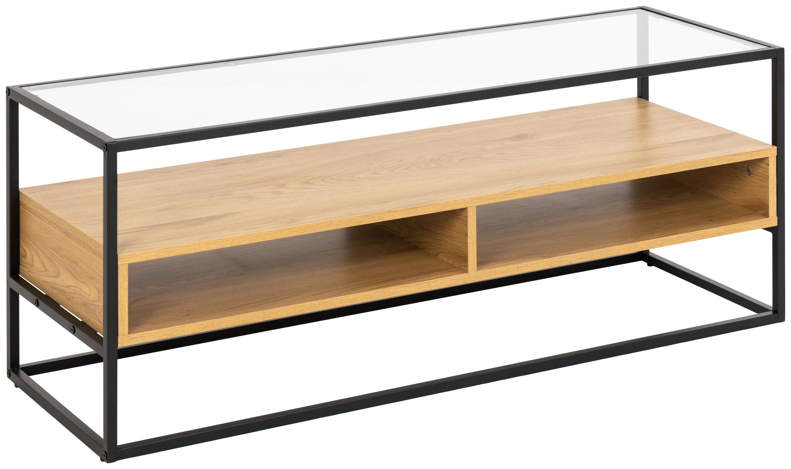 XXXLutz Lowboard Klar, Schwarz, Eiche 120x45x40 cm