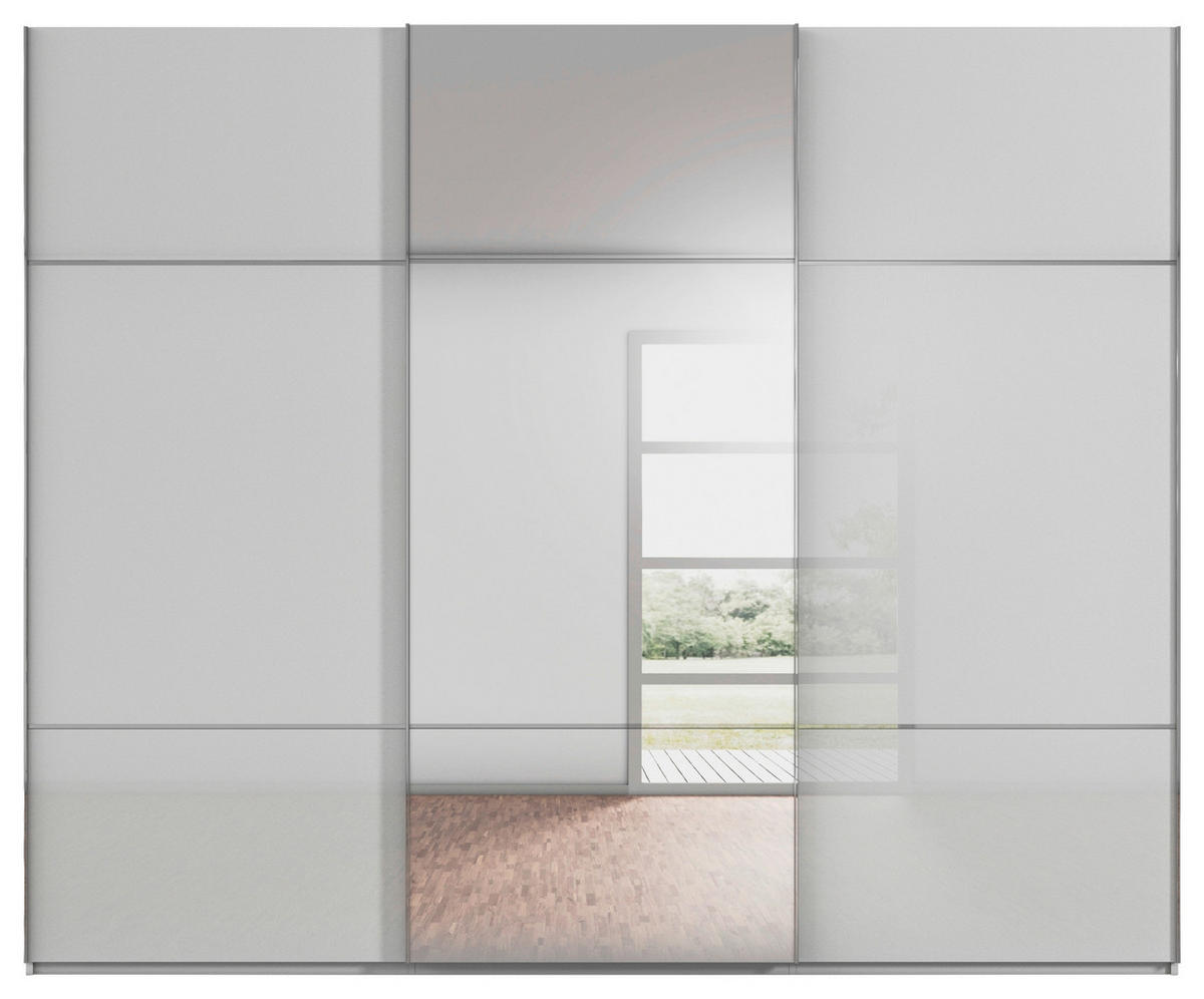 SCHWEBETÜRENSCHRANK in Grau  - Chromfarben/Grau, Konventionell, Glas/Holzwerkstoff (271/223/68cm) - Novel
