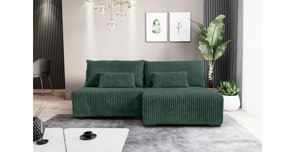 ECKSOFA Dunkelgrün Cord  - Dunkelgrün/Schwarz, MODERN, Holz/Textil (210/145cm) - Carryhome