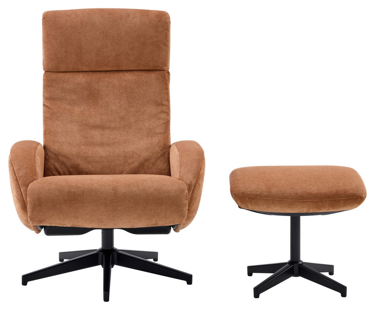 RELAXSESSELSET BASTY Webstoff Hocker    - Rostfarben/Schwarz, Design, Textil/Metall (75/107/77cm) - Livetastic