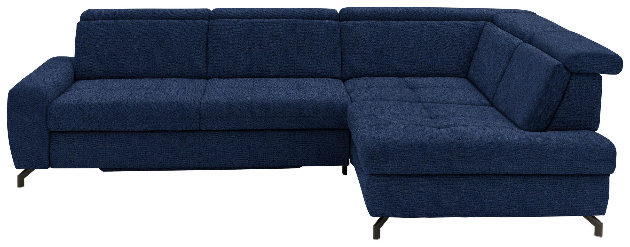 ECKSOFA in Chenille Dunkelblau  - Schwarz/Dunkelblau, Design, Textil/Metall (310/220cm) - Beldomo Style