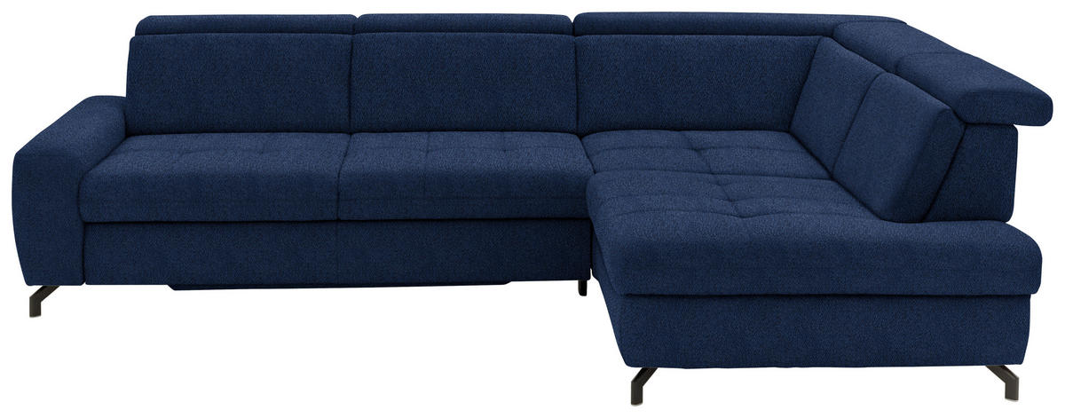 ECKSOFA in Chenille Dunkelblau  - Schwarz/Dunkelblau, Design, Textil/Metall (310/220cm) - Beldomo Style