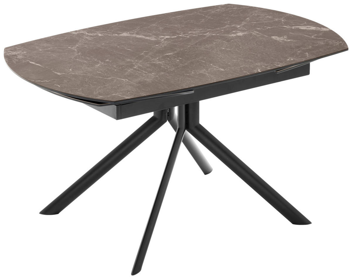 ESSTISCH Braun, Schwarz bootsförmig  ausziehbar  - Schwarz/Braun, Design, Keramik/Metall (140-205/90/76cm) - Connubia 