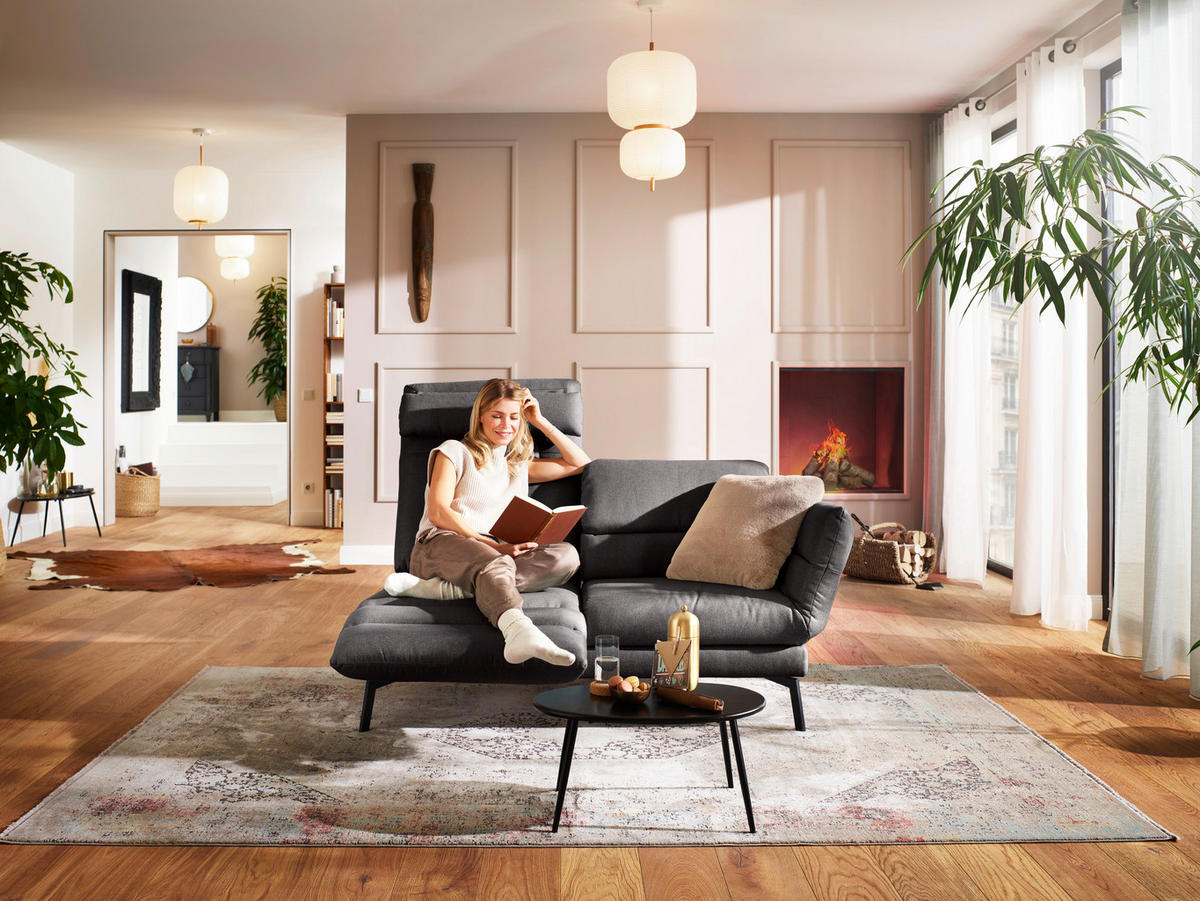 2-SITZER-SOFA Flachgewebe Dunkelbraun  - Dunkelbraun/Schwarz, Design, Textil/Metall (178-226/83-113/96-177cm) - Dieter Knoll
