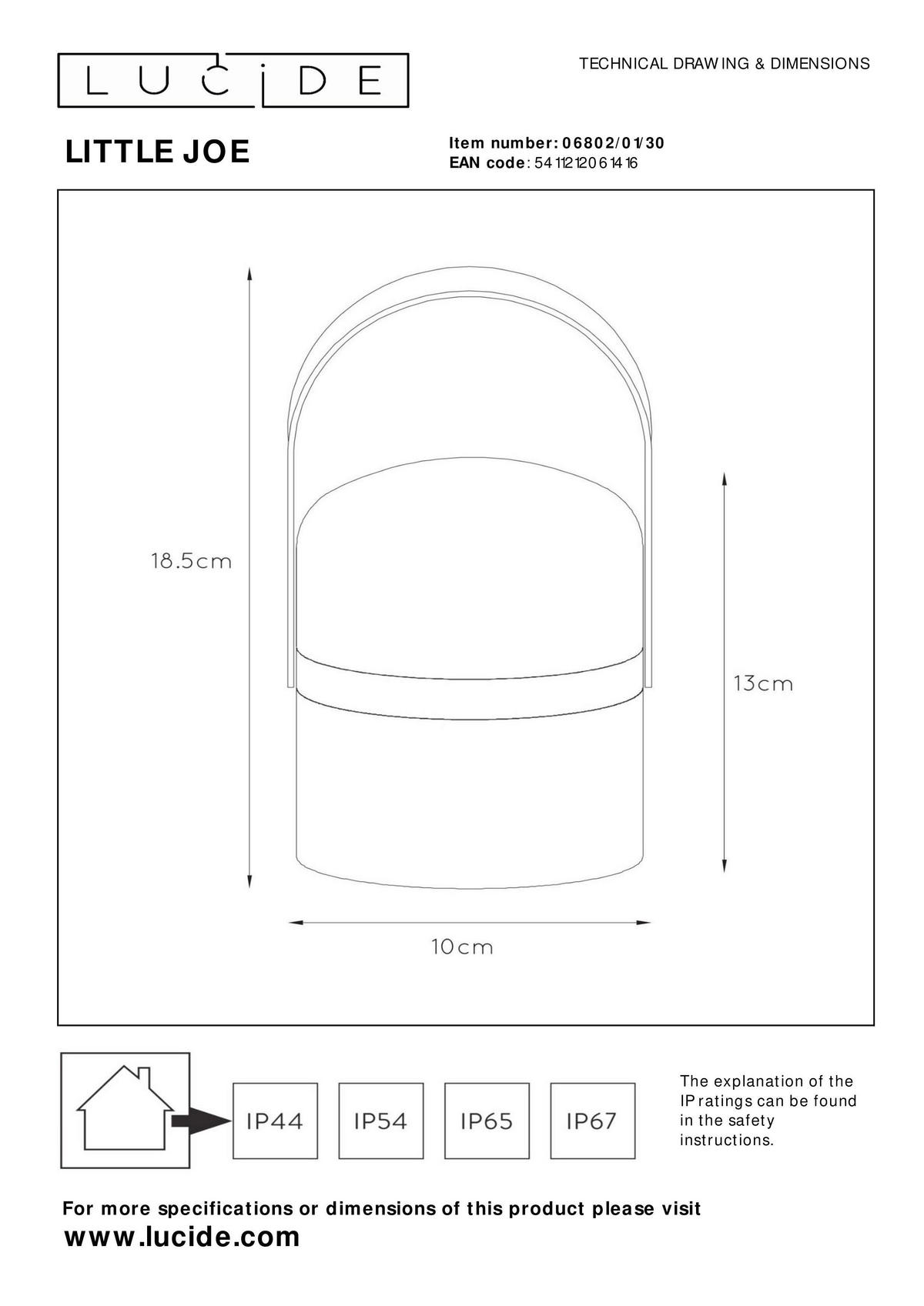 LED-AUßENLEUCHTE LITTLE JOE 10/18.5 cm   - Schwarz/Weiß, Basics, Kunststoff/Metall (10/18.5cm) - Lucide