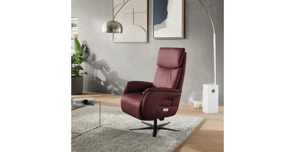 RELAXSESSEL in Leder Bordeaux  - Bordeaux/Schwarz, Design, Leder/Metall (70/117/85cm) - Dieter Knoll