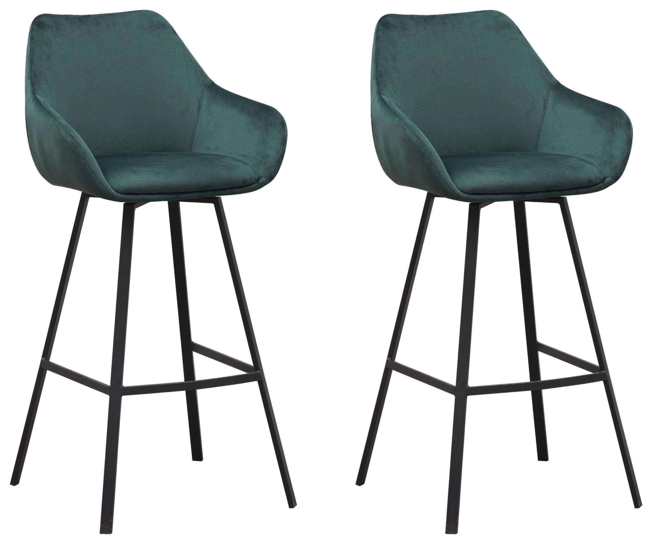 SADA BAROVÝCH ŽIDLÍ 2 kusy - černá/tmavě zelená, Design, textil (55/109/57cm) - MID.YOU