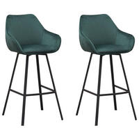 SADA BAROVÝCH ŽIDLÍ 2 kusy - černá/tmavě zelená, Design, textil (55/109/57cm) - MID.YOU