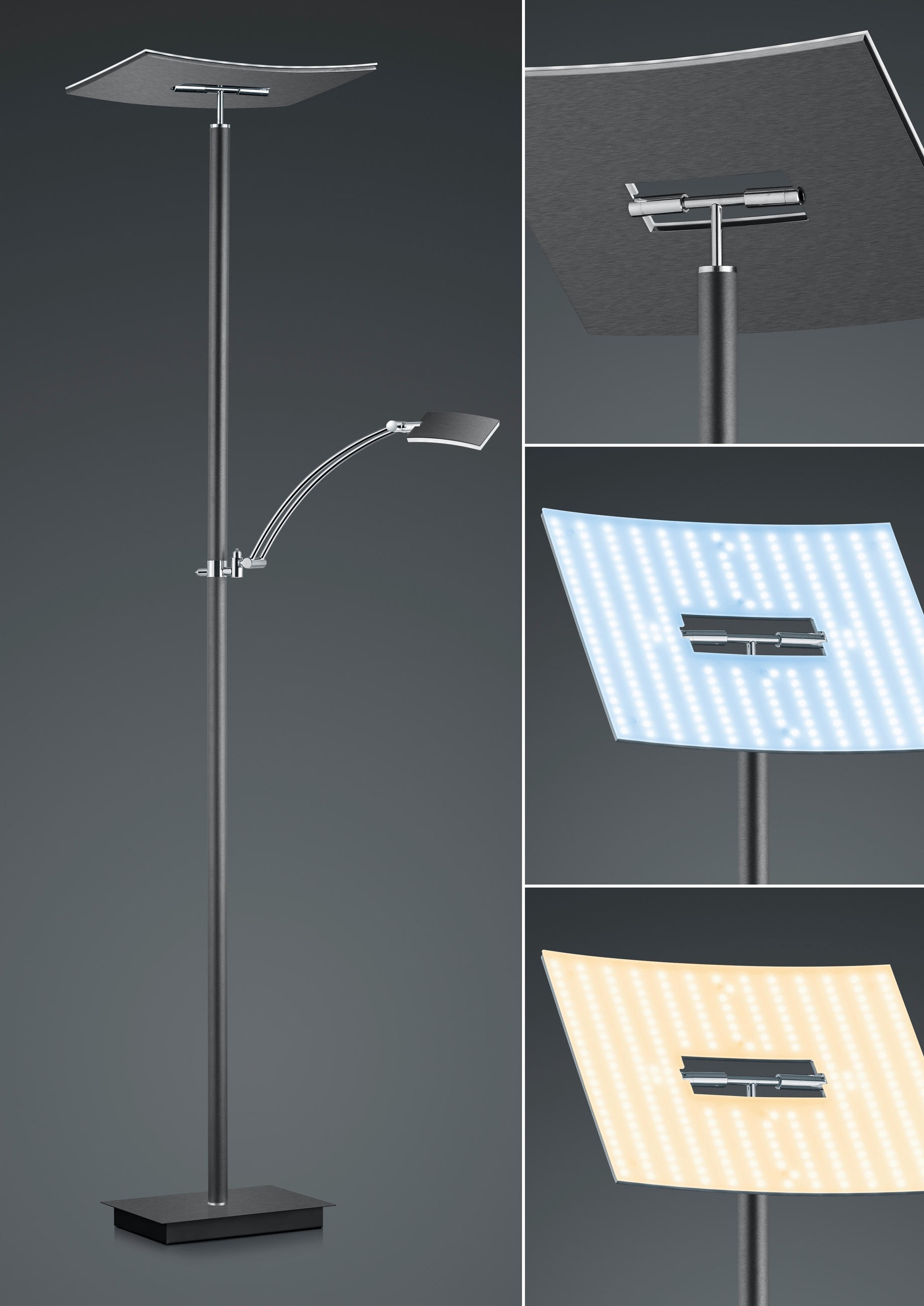 LED-STEHLEUCHTE - Weiss/Anthrazit, Design, Kunststoff/Metall (182cm)