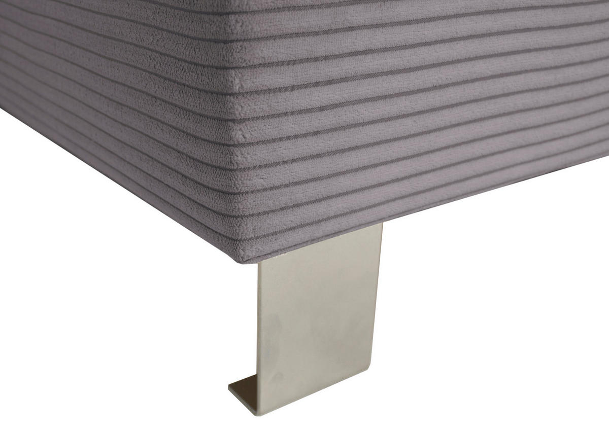 ECKSOFA in Cord Dunkelgrau  - Dunkelgrau/Silberfarben, Design, Textil/Metall (250/167cm) - Xora
