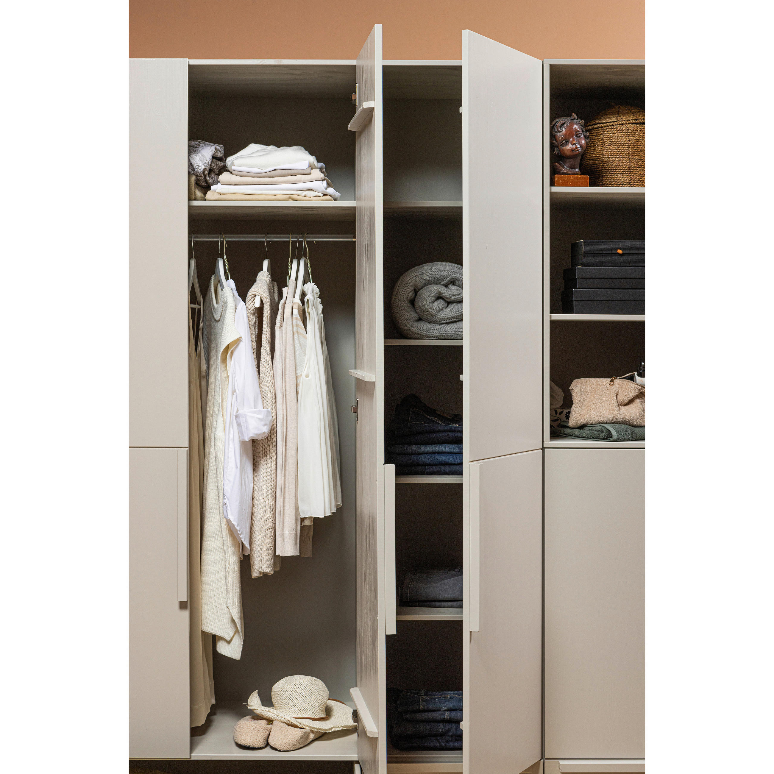 GARDEROBENSCHRANK 142/215/60 cm  - Hellgrau, Design, Holz (142/215/60cm) - Livetastic