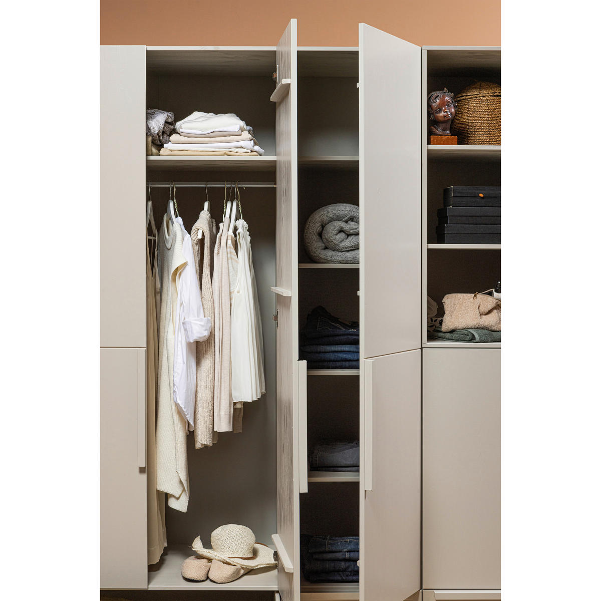 GARDEROBENSCHRANK Pure  in 142/215/60 cm  - Hellgrau, Design, Holz (142/215/60cm) - Livetastic