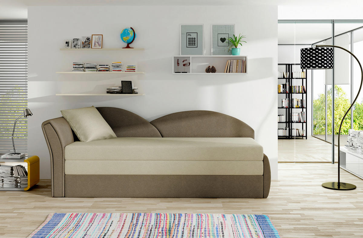 RÉCAMIERE Samt Braun, Beige  - Beige/Erlefarben, Design, Kunststoff/Textil (80/218cm) - MID.YOU