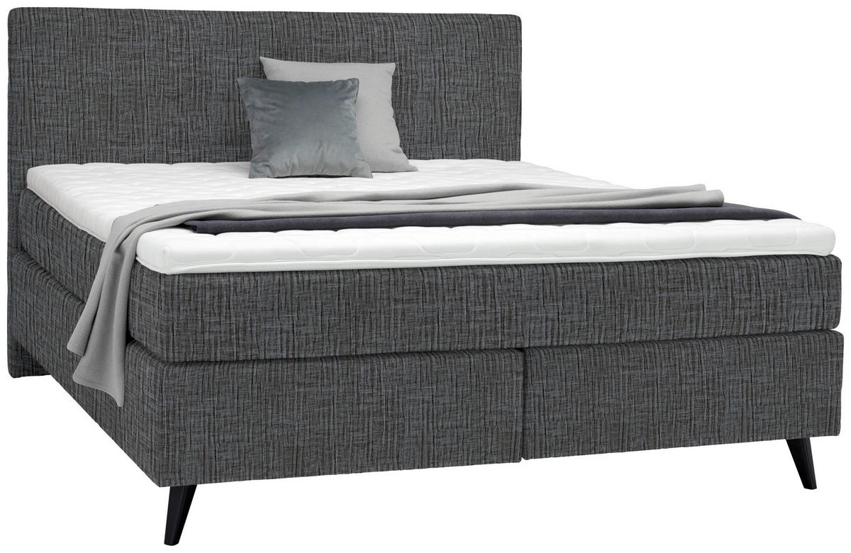BOXSPRINGBETT 180/200 cm  in Grau  - Schwarz/Grau, Konventionell, Holz/Textil (180/200cm) - Voleo