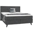 BOXSPRINGBETT 160/200 cm  in Grau  - Schwarz/Grau, KONVENTIONELL, Holz/Textil (160/200cm) - Voleo