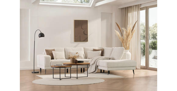 ECKSOFA Beige Struktur  - Beige/Schwarz, KONVENTIONELL, Textil/Metall (280/237cm) - Cantus