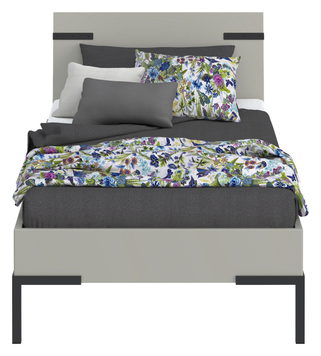 BETT Primolar 90/200 cm Hellgrau  - Hellgrau/Schwarz, Design, Metall (90/200cm) - Xora