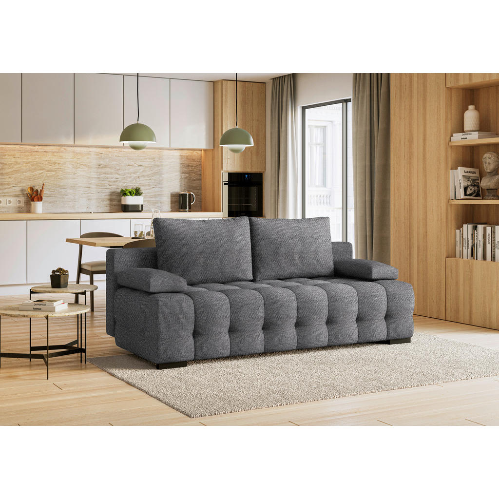 Thumbnail - Stylife Schlafsofa Jensen, Dunkelgrau, Textil, 2-Sitzer, Füllung: Faserbällchen, Schaumstoffflocken,Faserbällchen, Schau...