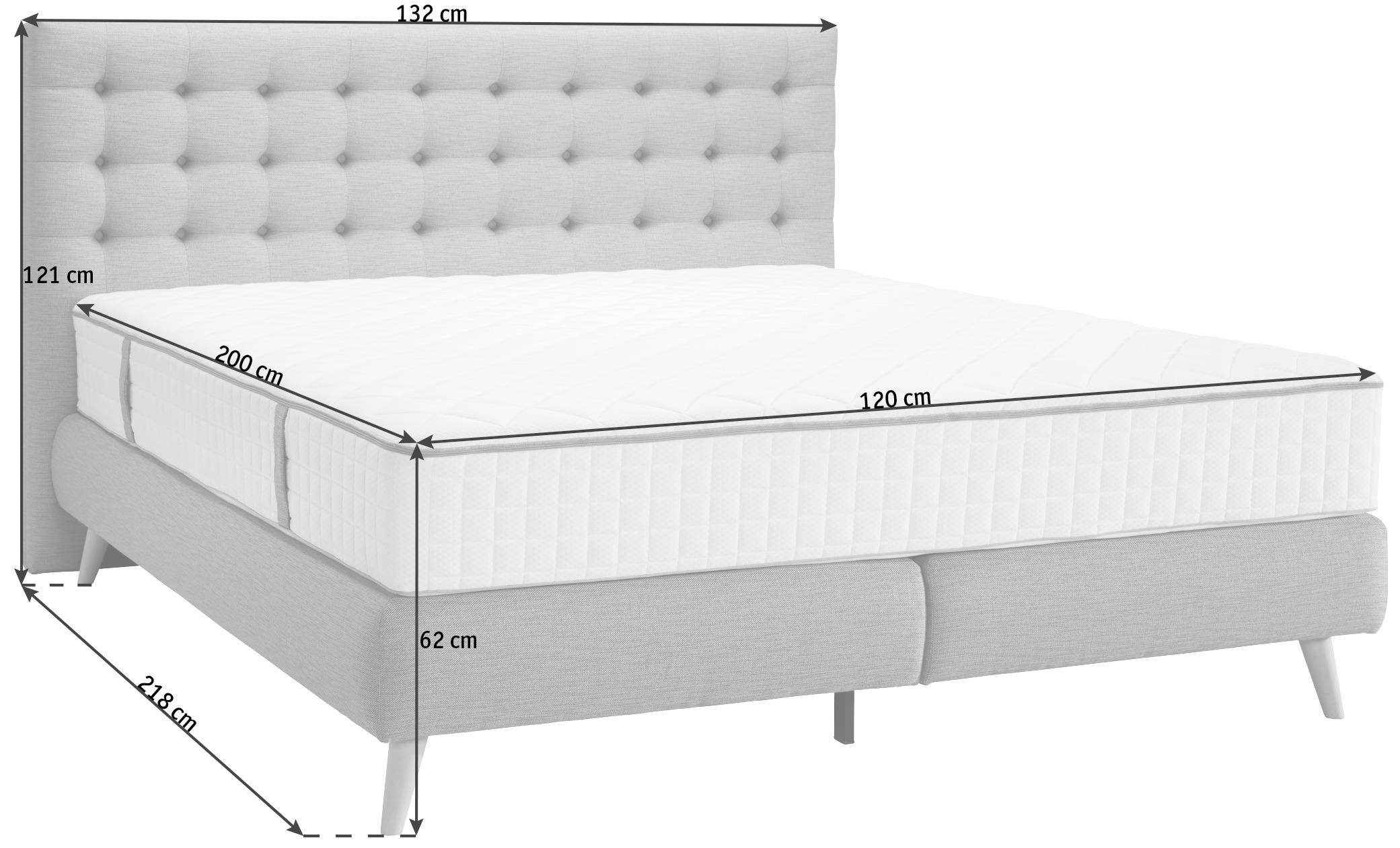 BOXSPRINGBETT 120/200 cm  in Hellgrau  - Hellgrau/Naturfarben, Design, Holz/Textil (120/200cm) - Carryhome