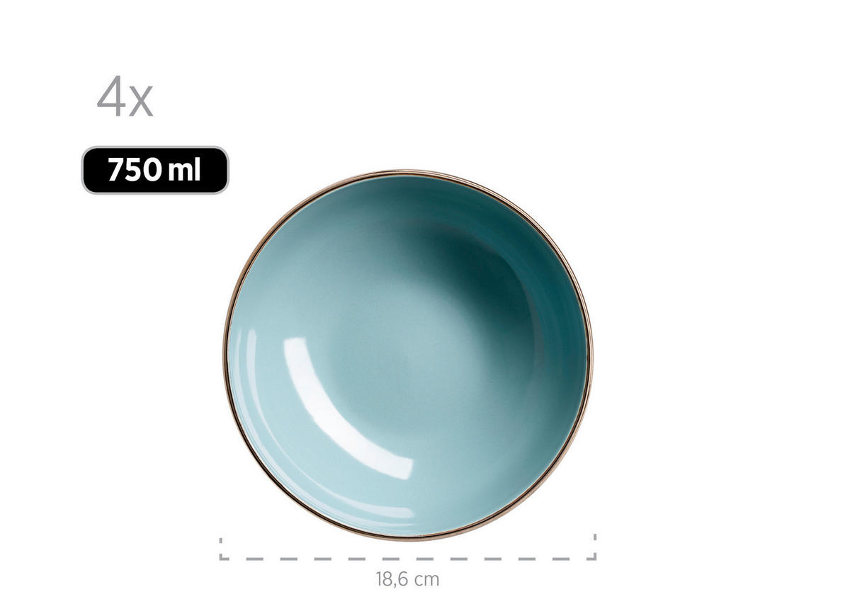 KOMBISERVICE Metallic Rim 16-teilig  - Blau, Basics, Keramik (34/31,5/32cm) - Mäser